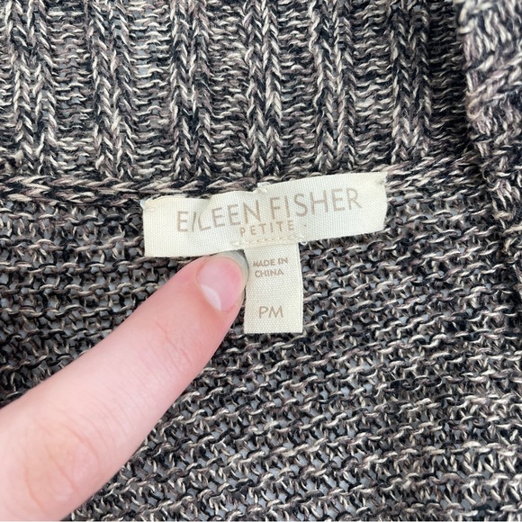 Eileen Fisher Linen Cardigan Open Waterfall Knit MP chocolate Brown Marled - Picture 5 of 10